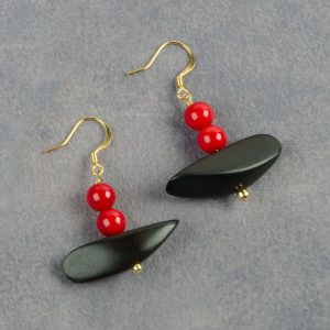 Earrings made with Ebony and Coral