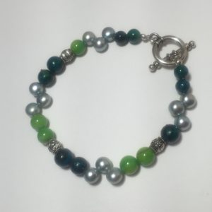 Bracelet made with pearls, shell, Blue Magnesite, and Aventurine