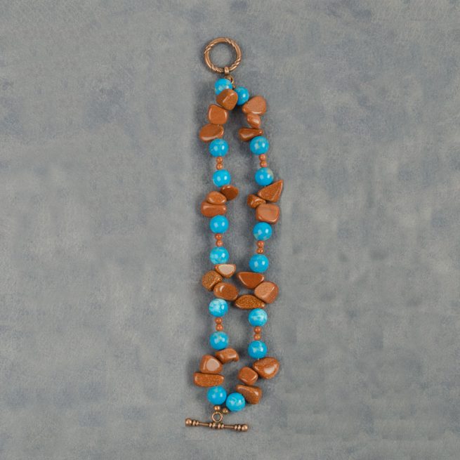 Bracelet made with Goldstone and Magnesite