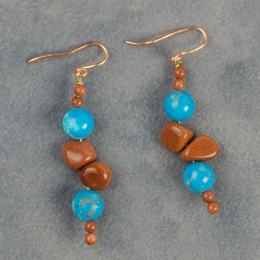 Earrings made with Goldstone and Magnesite