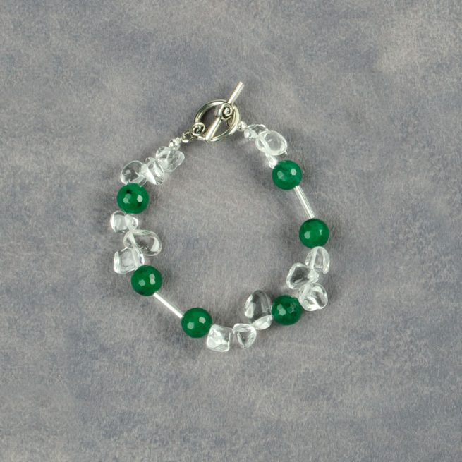 Bracelet mad with Crystals and Green Jade