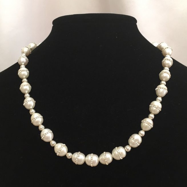 Freshwater pearls and diamante necklace