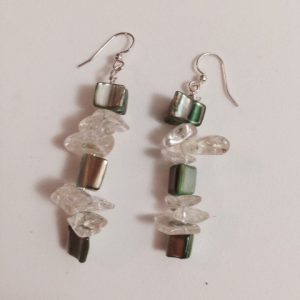 Earrings made with mother of pearl and crystals