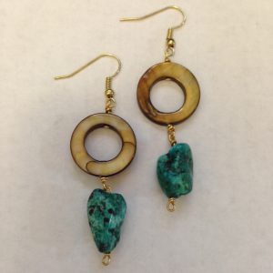Earrings made with Shell and Turquoise
