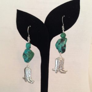 Rodeo syling earrings made with Turquoise and Silver