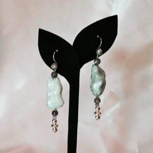 Amazonite, Labradorite, Sunstone and Sterling Silver Earrings