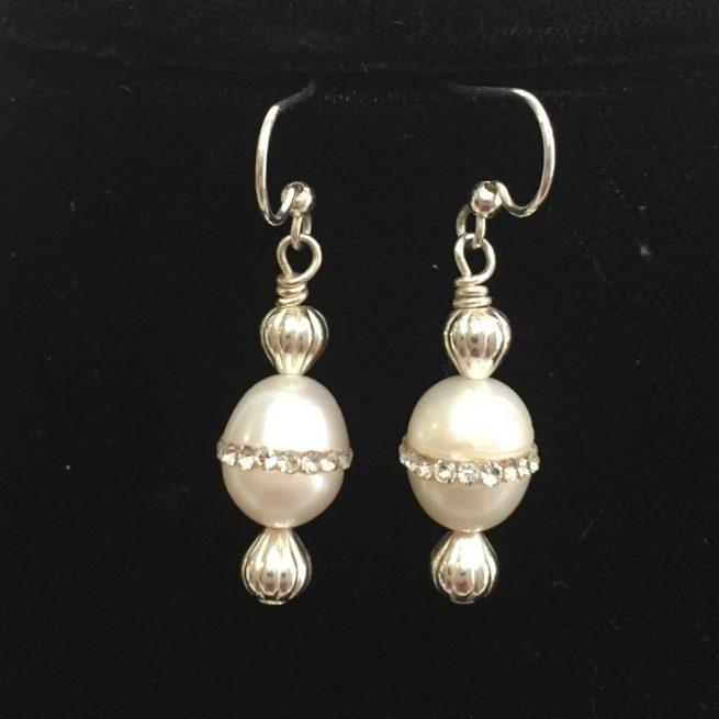 Freshwater Pearls and Diamante earrings