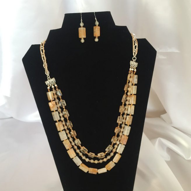 Citrine and Crystal Necklace and Earrings Set