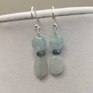 Earrings made with Aquamarine, Crystals and Silver