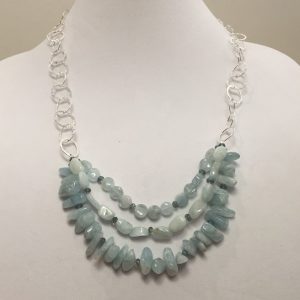 Necklace made with Aquamarine, Crystals and Silver