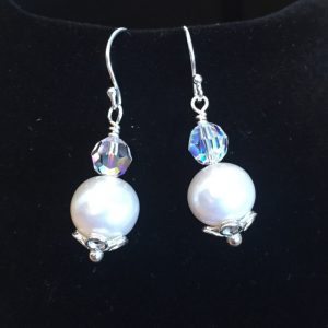 Earrings made with Pearls, Crystals and Sterling Silver