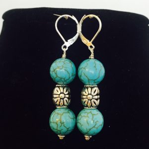 Earrings made with Turquoise, Sterling Silver and Silver Plate