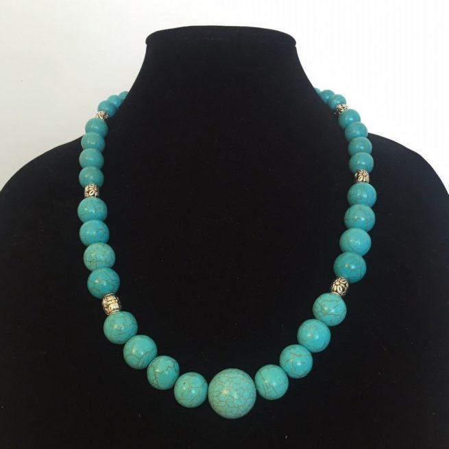 Necklace made with Turquoise, Sterling Silver and Silver Plate