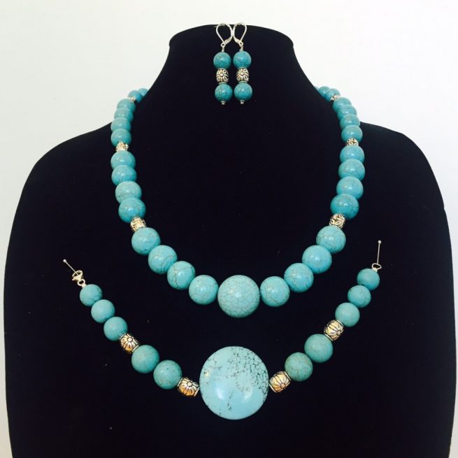 Set made with Turquoise, Sterling Silver and Silver Plate