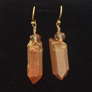 Earrings made with Quartz, Crystals and Gold filled plate