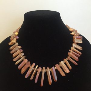 Necklace made with Quartz, Crystals and Gold Filled Plate