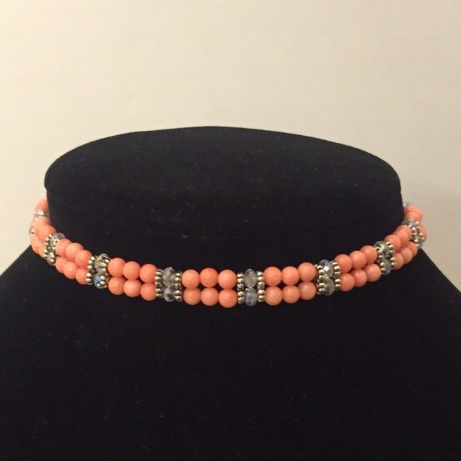 Coral and Silver Children's Choker
