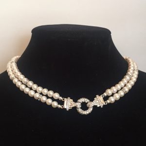 Freshwater Pearls, Swarovski Crystals and Sterling Silver necklace