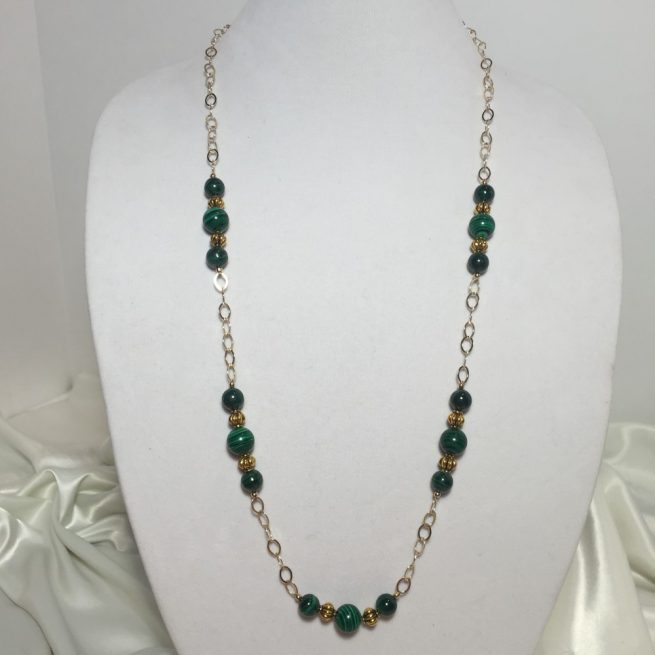 Necklace made with Malachite and Gold (filled)