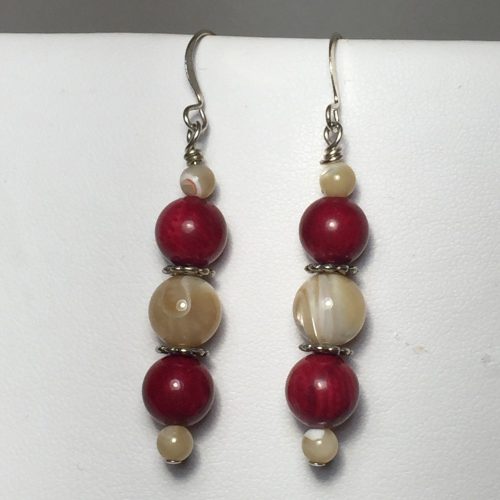 Earrings made with Shell and Coral