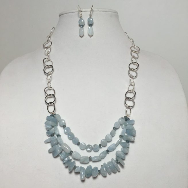 Set made with Aquamarine, Crystals and Silver