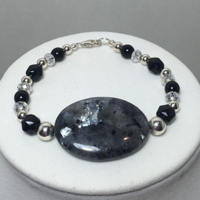 Bracelet made with Labradorite, Tourmaline, Black Onyx, Crystals and Sterling Silver
