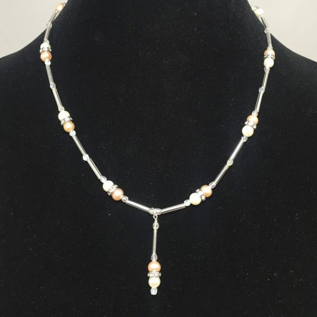 Pearls, Crystals and Silver Plate Necklace