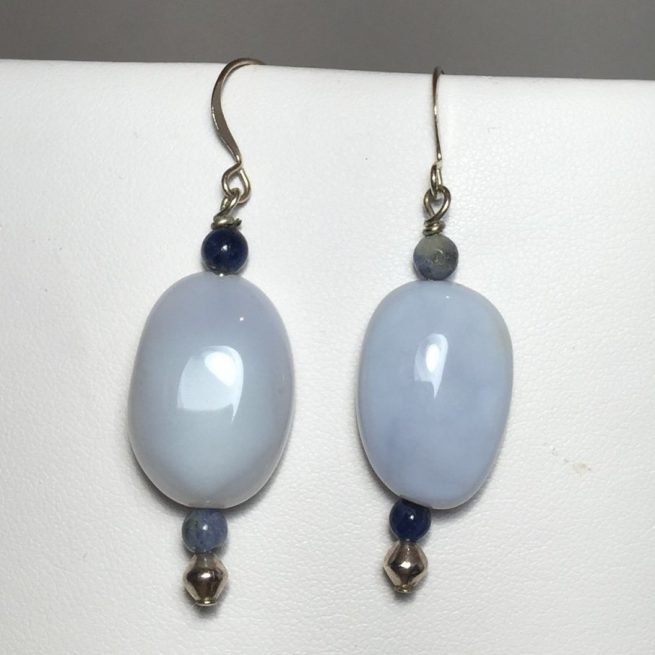 Earrings made with Sodalite and Chalcedony