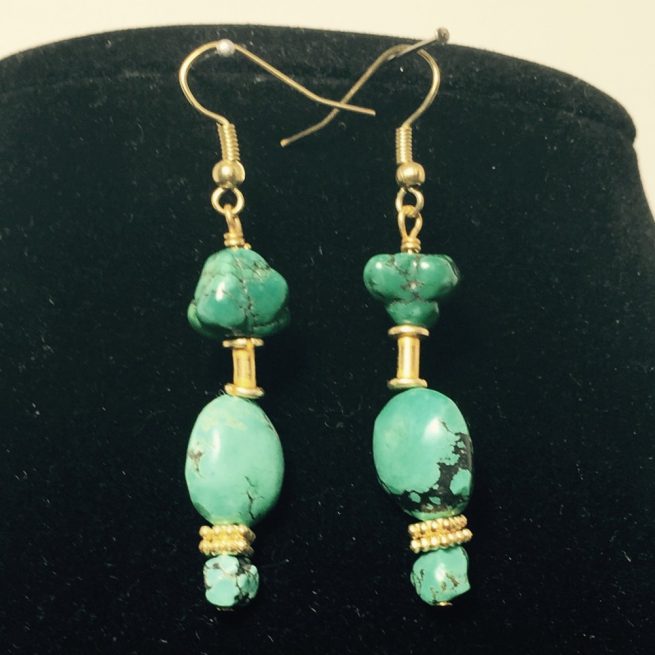 Turquoise and Gold Plate Earrings