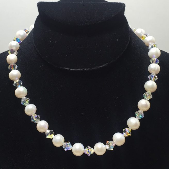 freshwater pearls and Swarovski crystal necklace