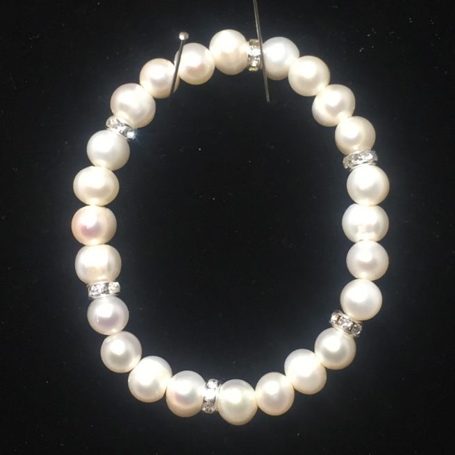 Fresh Water Pearls, Crystal and Silver Bracelet