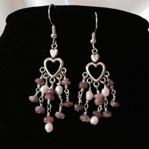 Earrings made with Pearls and Tourmaline