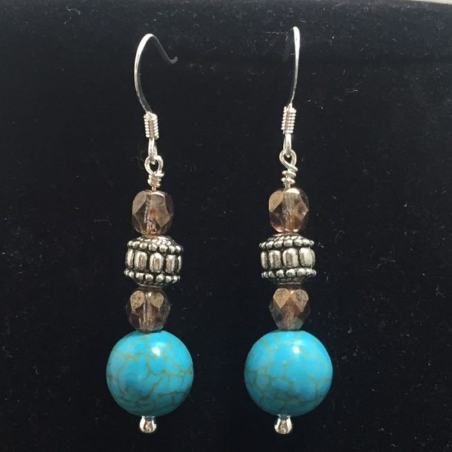 Earrings made with Turquoise and Crystals