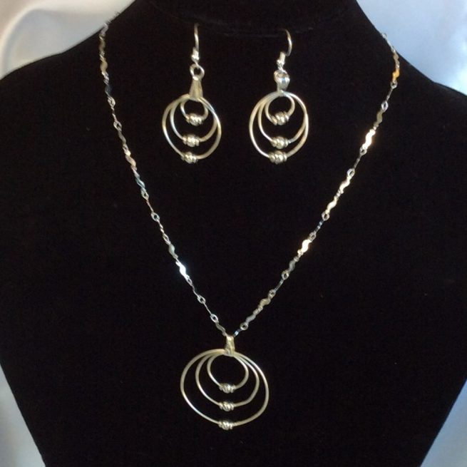Silver plate necklace and earrings