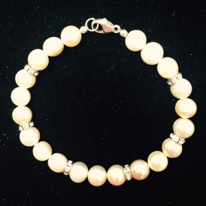 Pearl, Crystal and Sterling Silver Bracelet