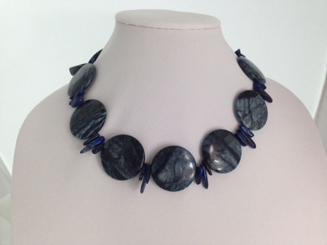Jasper, Lapis and Sterling Silver Necklace