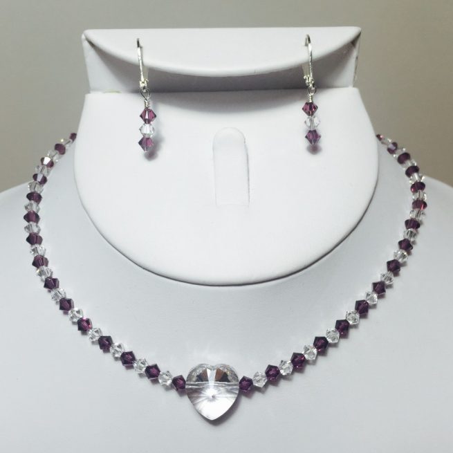 Swarovski Crystal and Silver Plate Necklace and Earrings Set