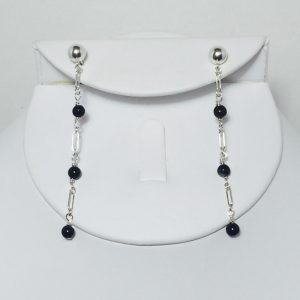 Onyx sterling silver chain earrings