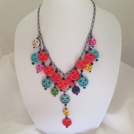 Multi-colored Dyed Howlite Halloween necklace