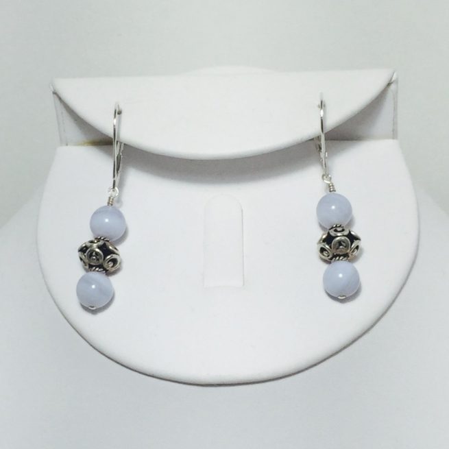 Blue Lace Agate and Sterling Silver Earrings