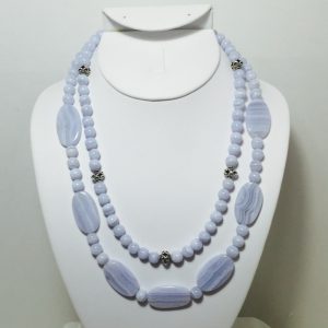 Blue Lace Agate and Sterling Silver Necklace