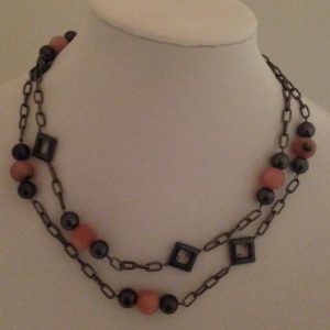 Pink Opal and Hematite Necklace