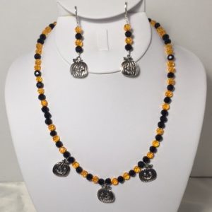 Silver Plate and Crystal Necklace and Earring Set