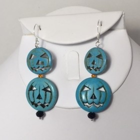 Silver Plate, Howlite and Crystal Earrings