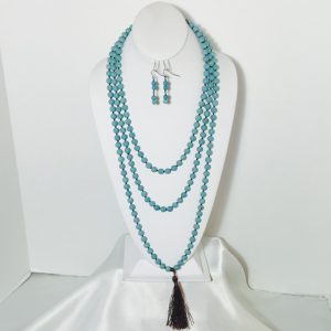 Howlite Continuous Necklace with a Tassel