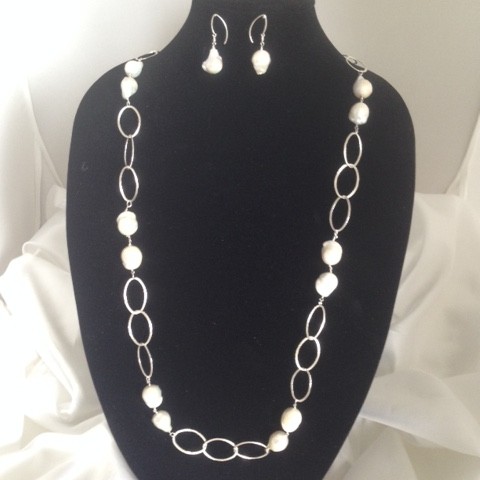 Pearl and Sterling Silver Long Necklace