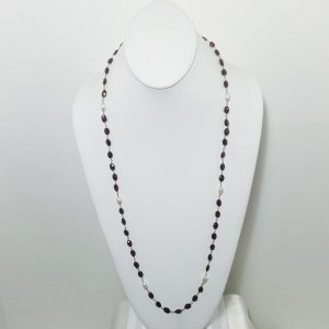 Garnet, Pearl and Sterling Silver Necklace
