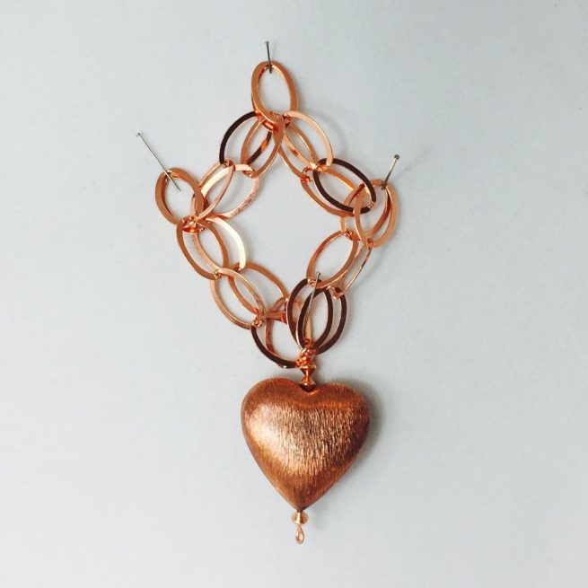Copper heart chain bracelet
