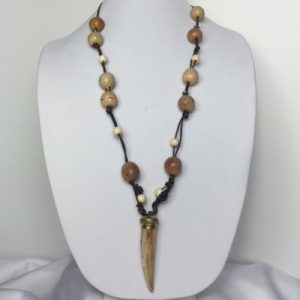 Horn, Leather and Seed necklace