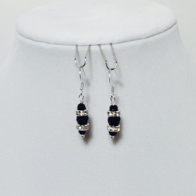 Black and Silver Crystals Earrings